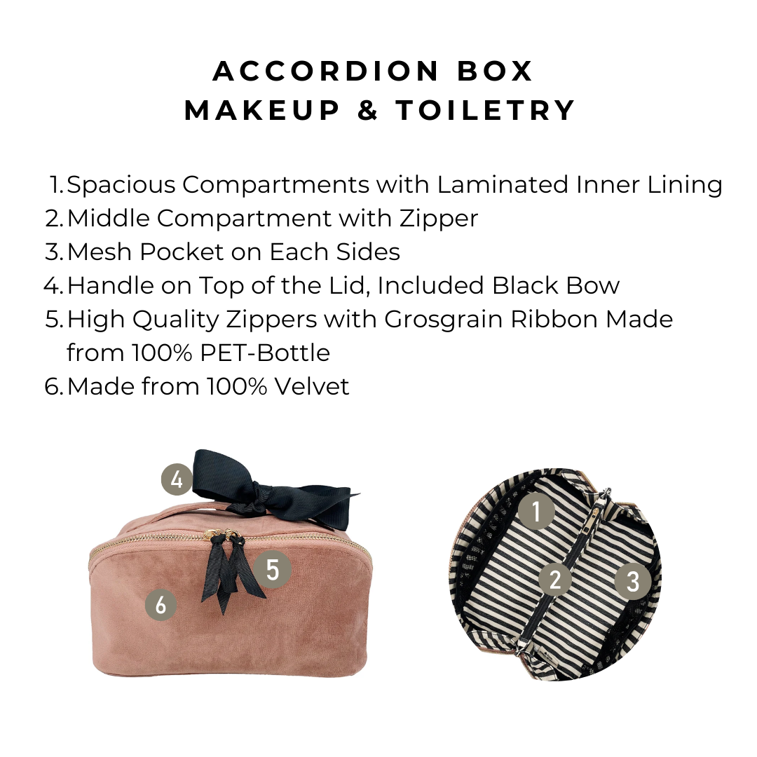 Accordion Box Makeup & Toiletry - Pink Velvet - Give Wink