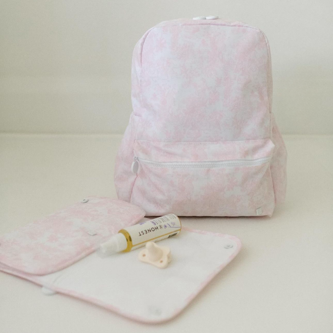 Personalized Small Nylon Backpack Toile Pink - Give Wink