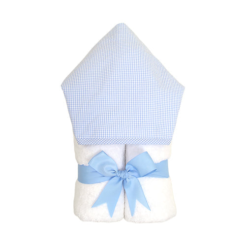 Personalized Baby Boy Blue Small Gingham Hooded Towel - Give Wink
