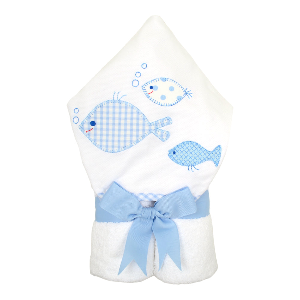 Personalized Baby Boy Fish School Hooded Towel - Give Wink