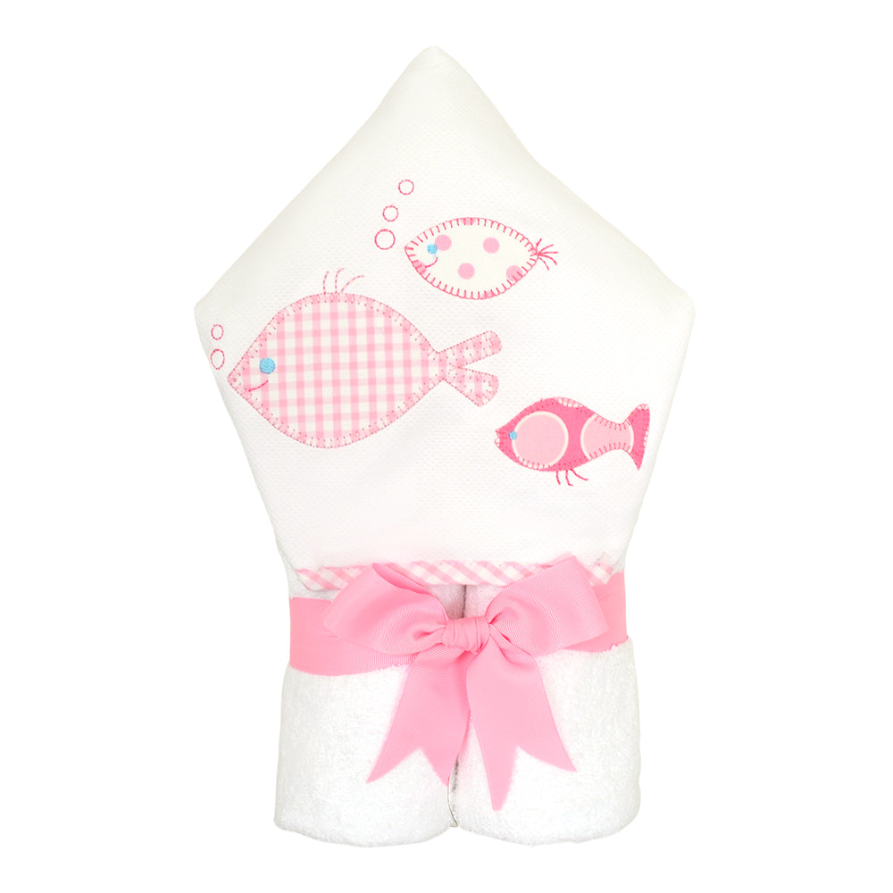 Personalized Baby Girl Fish School Hooded Towel - Give Wink