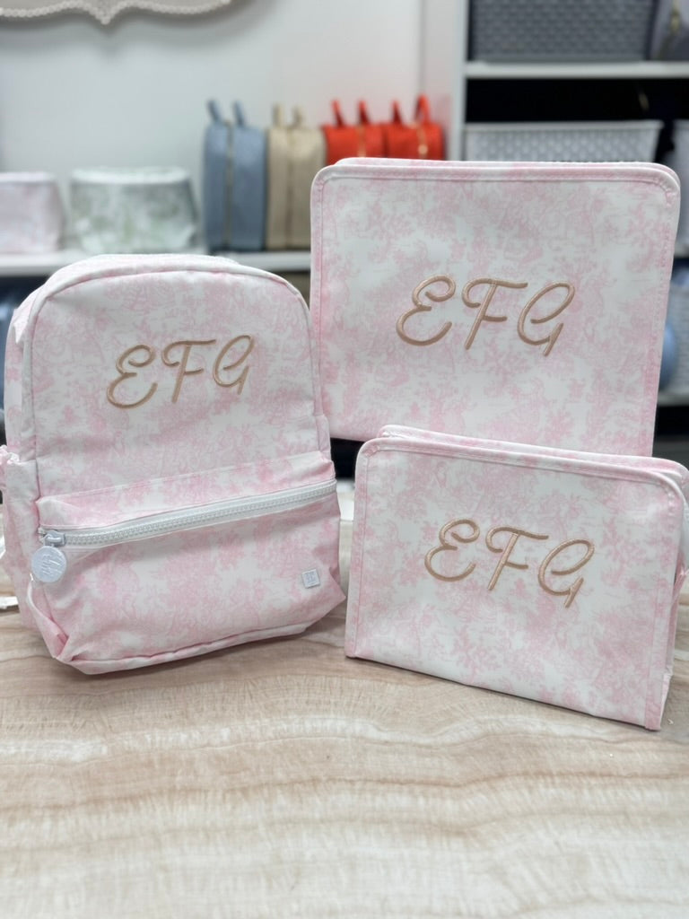 Personalized Small Nylon Backpack Toile Pink - Give Wink