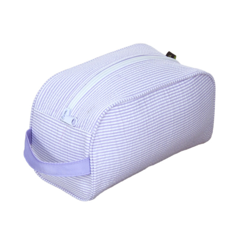 Personalized Seersucker Lilac Traveler Pouch - Give Wink