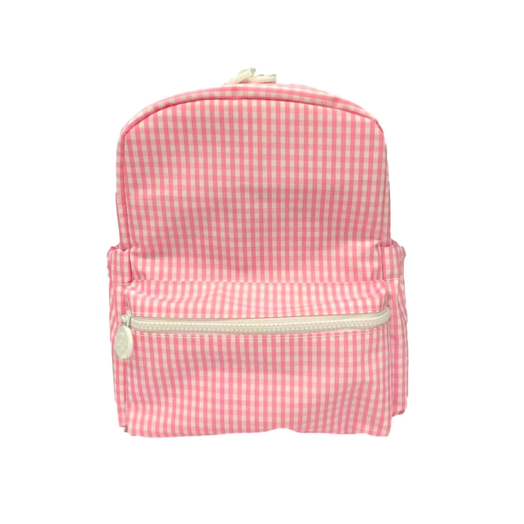 Personalized Small Nylon Backpack Gingham Pink - Give Wink