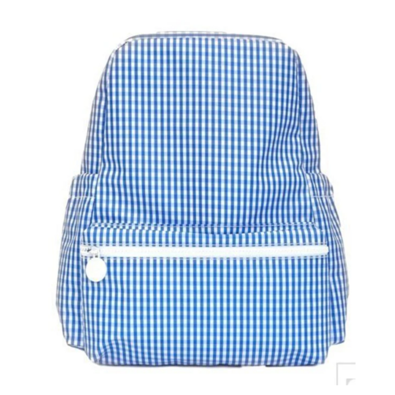 Personalized Nylon Blue Gingham Backpack - Give Wink