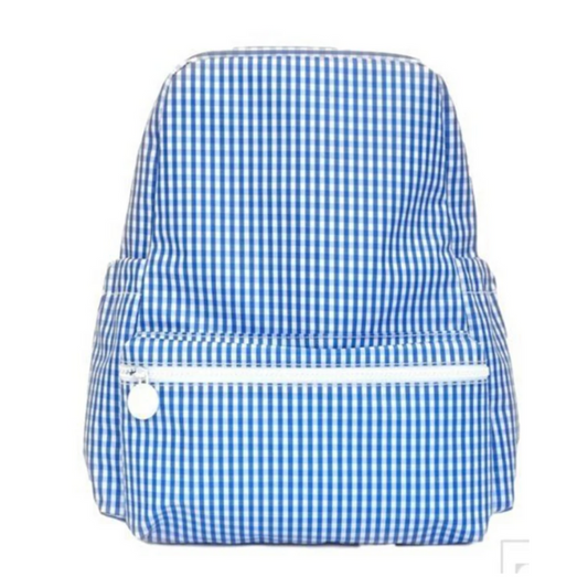 Personalized Nylon Blue Gingham Backpack - Give Wink