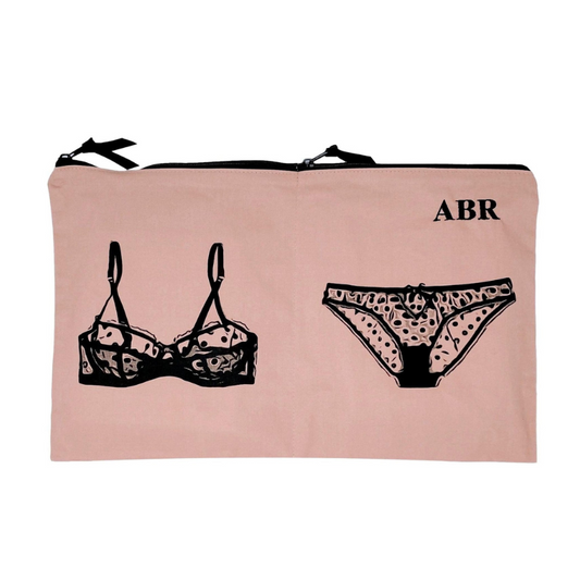 Double Lingerie Canvas Bag Set - Pink - Give Wink