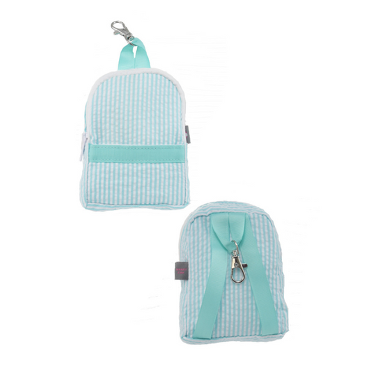 Personalized Seersucker Mint Teeny Tiny Backpack - Give Wink