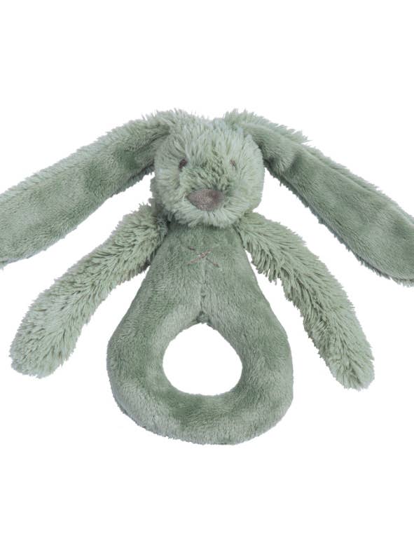 Stuffed Green Rabbit Rattle - Give Wink