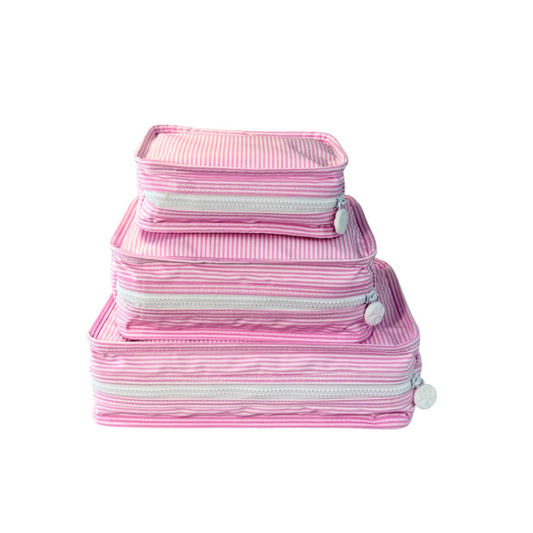 Personalized Glossed Stripe Pink Organizing Trio - Give Wink