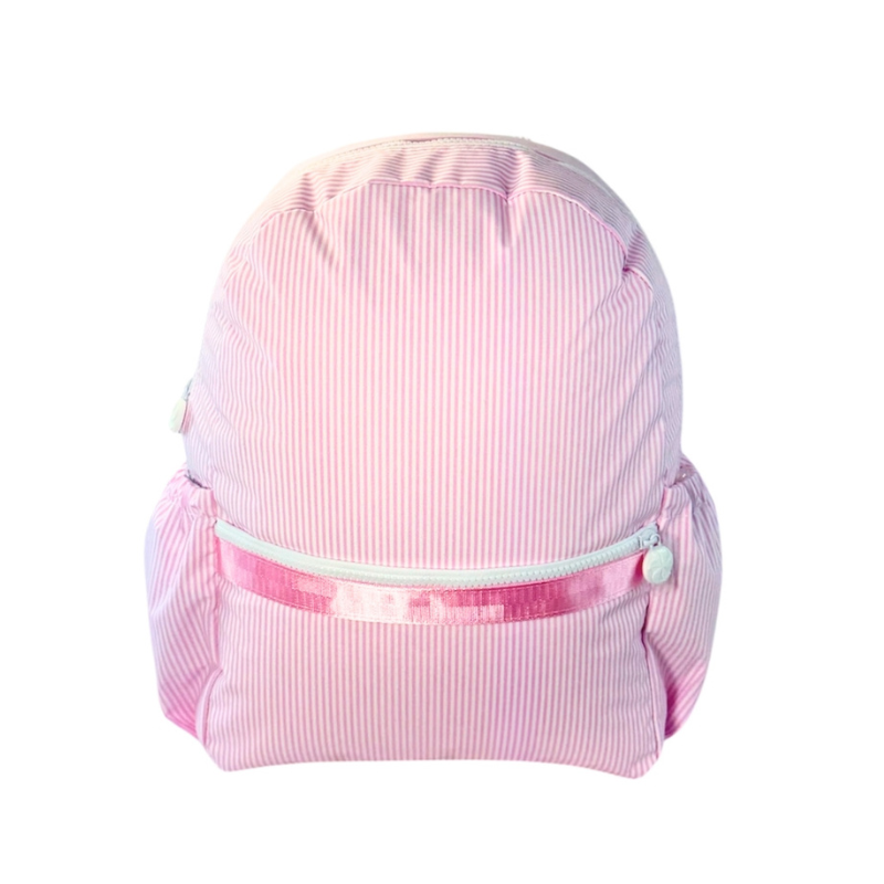 Personalized Glossed Stripe Pink Large Backpack w/Pockets - Give Wink