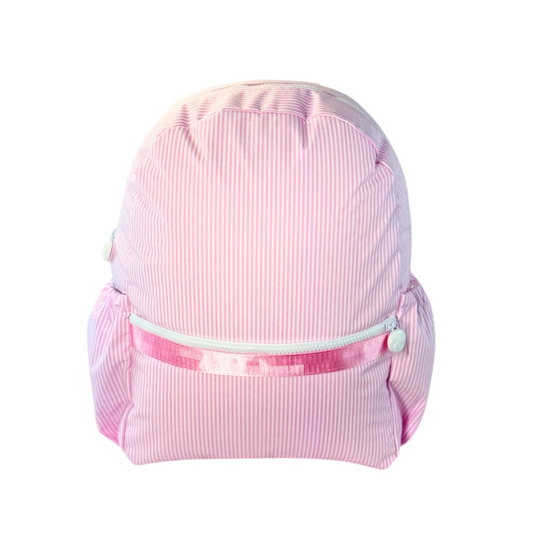 Personalized Glossed Stripe Pink Large Backpack w/Pockets - Give Wink