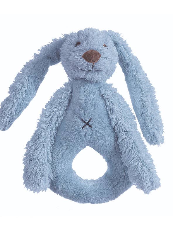 Stuffed Deep Blue Rabbit Rattle - Give Wink