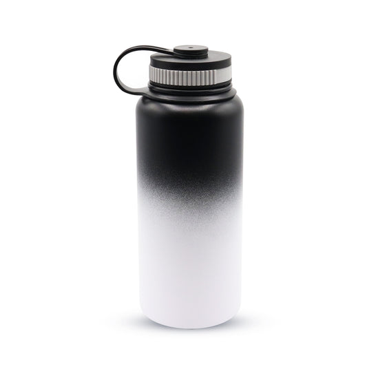 Black/White Water Bottle 32 oz Stainless Steel - Give Wink