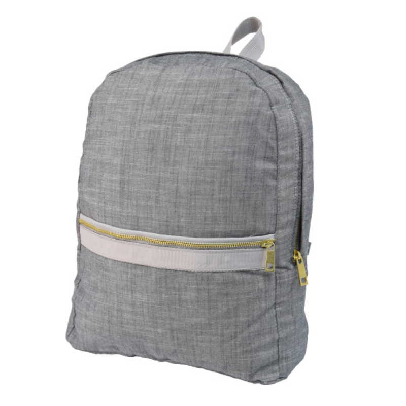 Personalized Chambray Grey Large Backpack - Give Wink