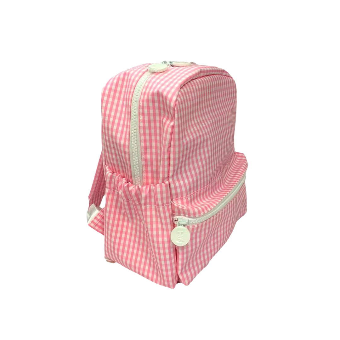 Personalized Small Nylon Backpack Gingham Pink - Give Wink