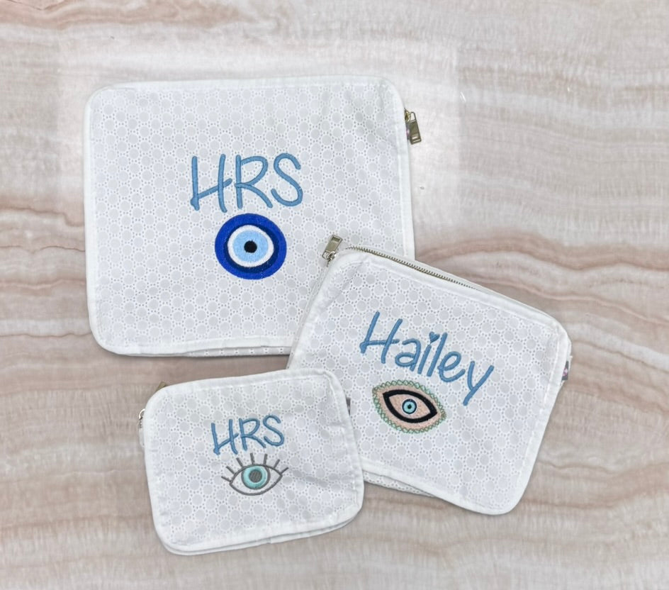 Personalized Eyelet White Organizing Trio - Give Wink