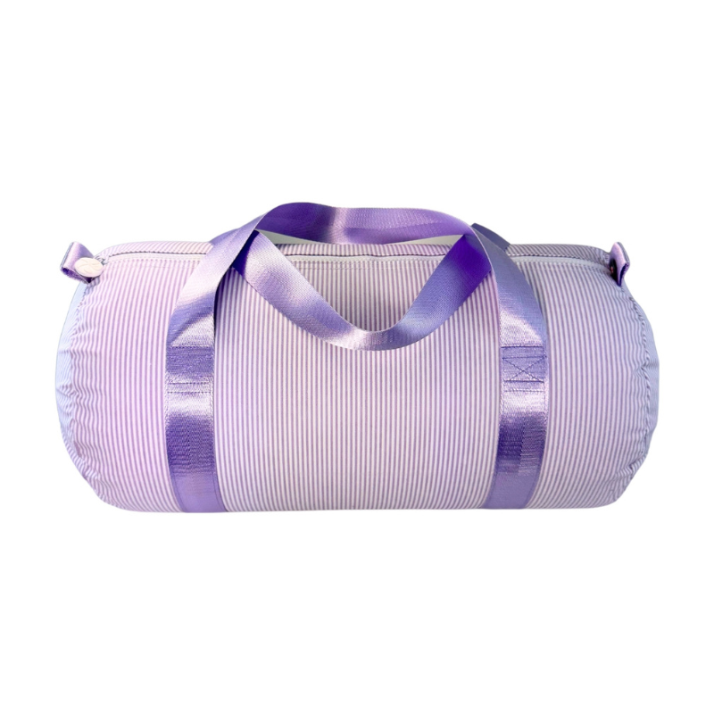 Personalized Glossed Stripe Lilac Duffel - Give Wink