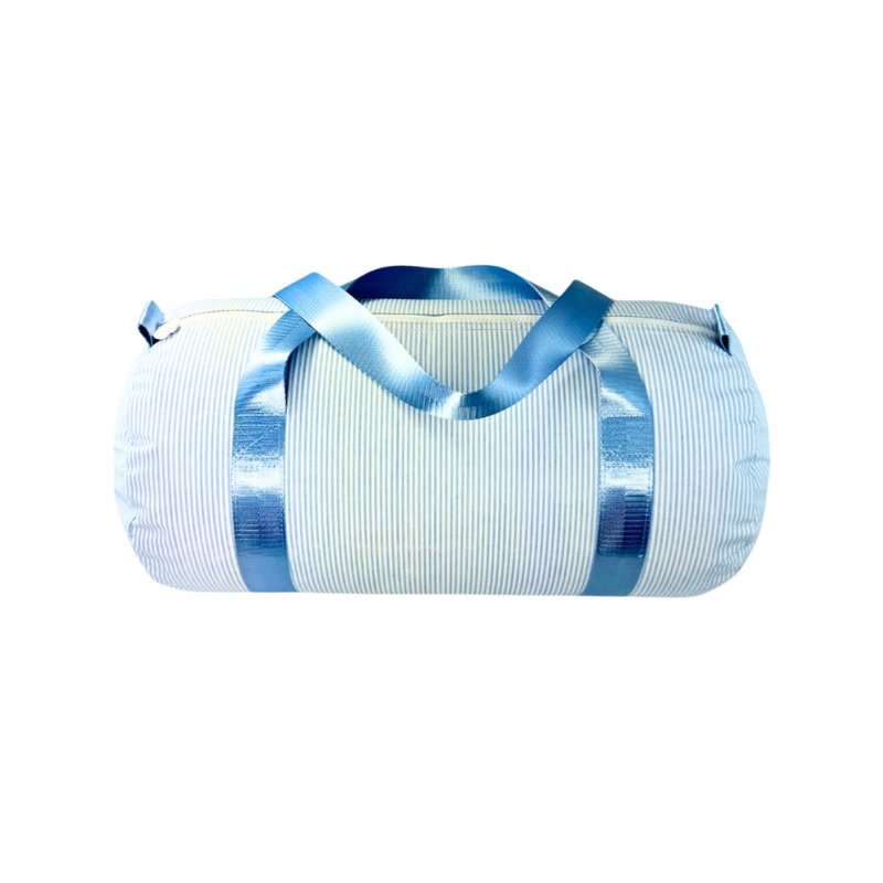 Personalized Glossed Stripe Blue Duffel Bag - Give Wink