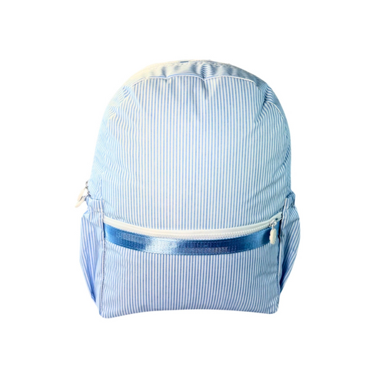 Personalized Glossed Stripe Blue Large Backpack w/Pockets - Give Wink