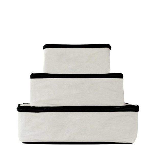 Canvas Packing Cubes - White/Black - Give Wink