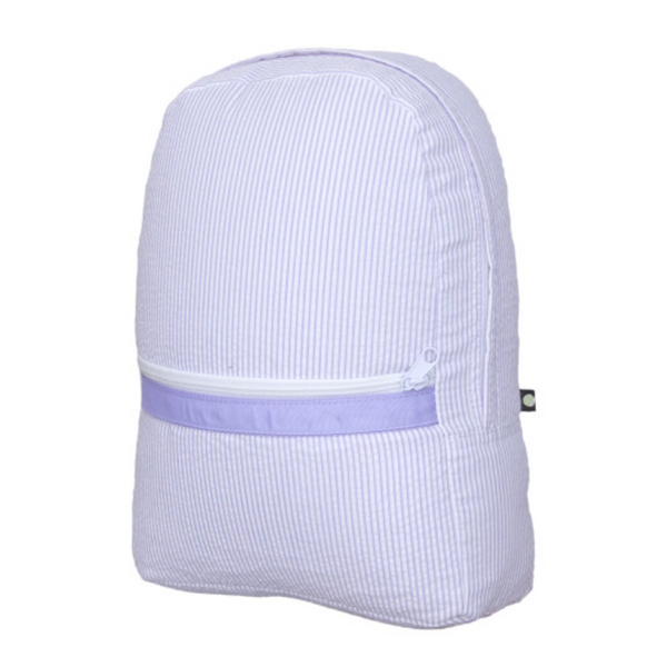 Personalized Seersucker Lilac Large Backpack - Give Wink
