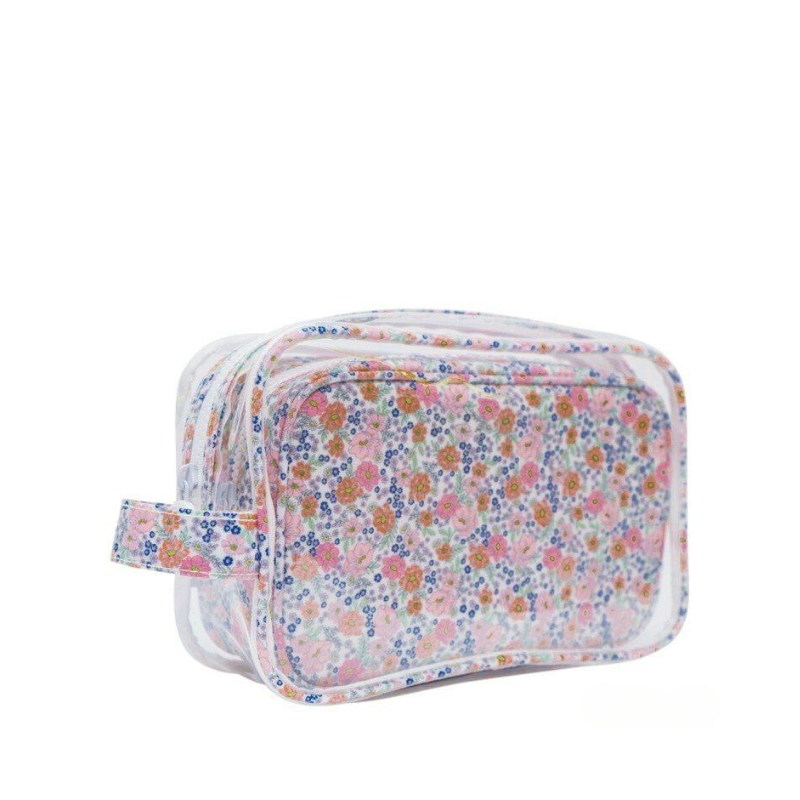 Personalized Floral Clear Duo Pouch - Give Wink