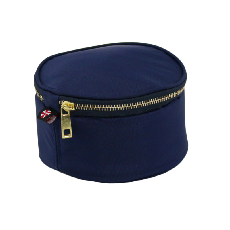 Personalized Nylon Blue Navy Brass Round Multi Purpose Pouch - Give Wink