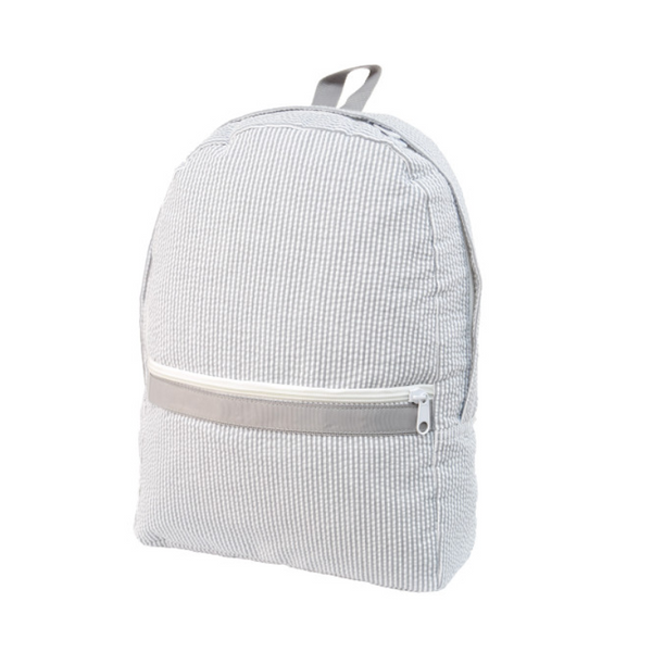 Personalized Seersucker Grey Small Backpack - Give Wink