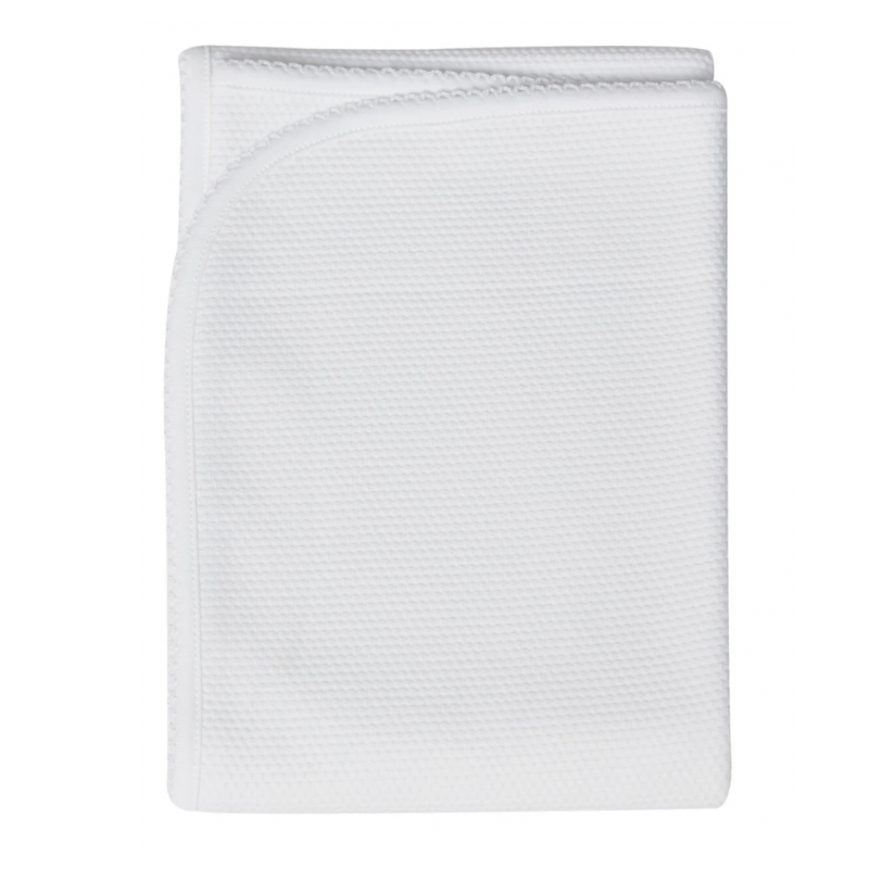 Pima Cotton Bubble Receiving Blanket - White / White - Give Wink