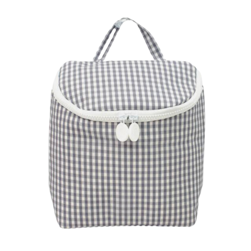 Personalized Nylon Grey Gingham Lunch Sack - Give Wink
