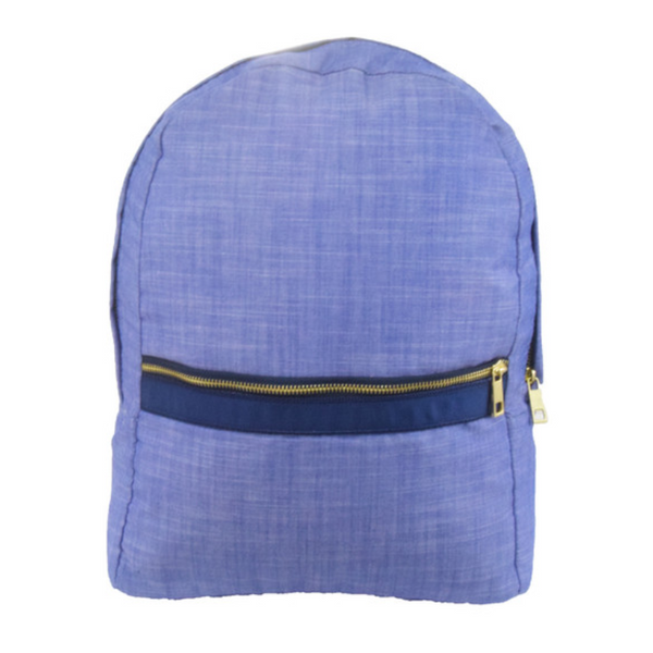 Personalized Chambray Blue Navy Large Backpack - Give Wink