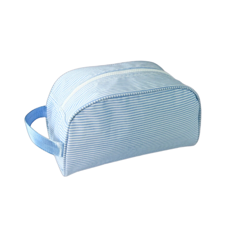 Personalized Glossed Stripe Blue Traveler Pouch - Give Wink