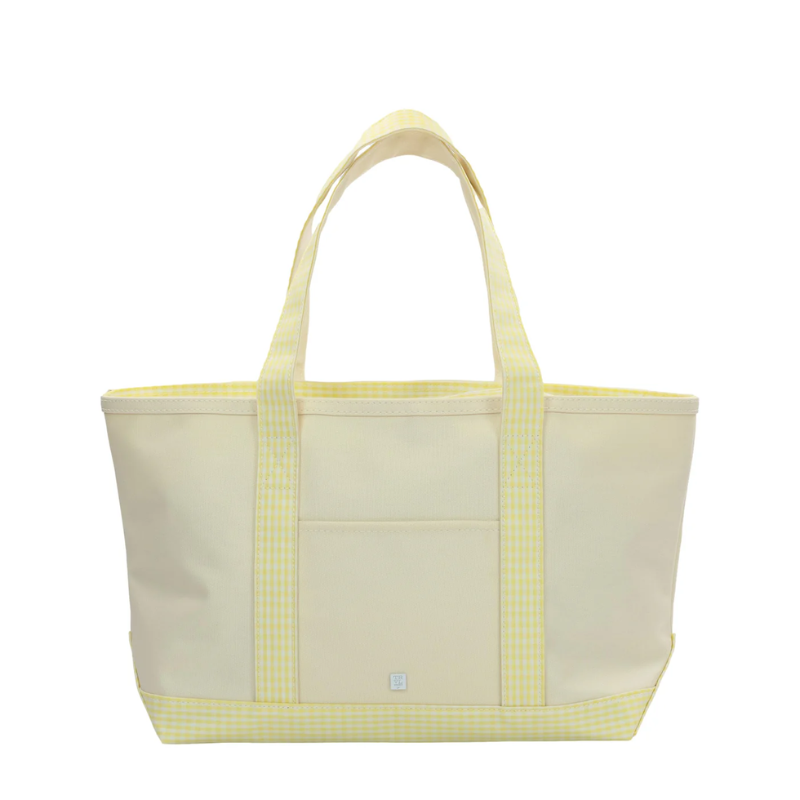 Personalized Gingham Yellow Market Tote - Give Wink