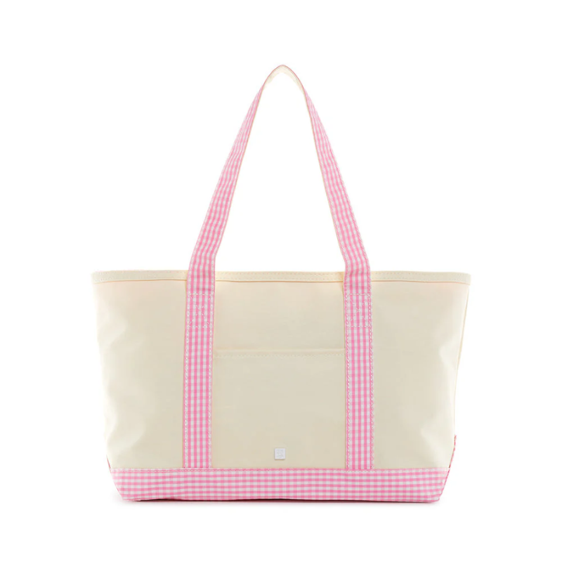 Personalized Gingham Pink Market Tote - Give Wink