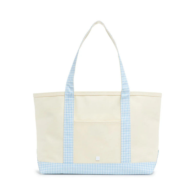 Personalized Gingham Mist Market Tote - Give Wink