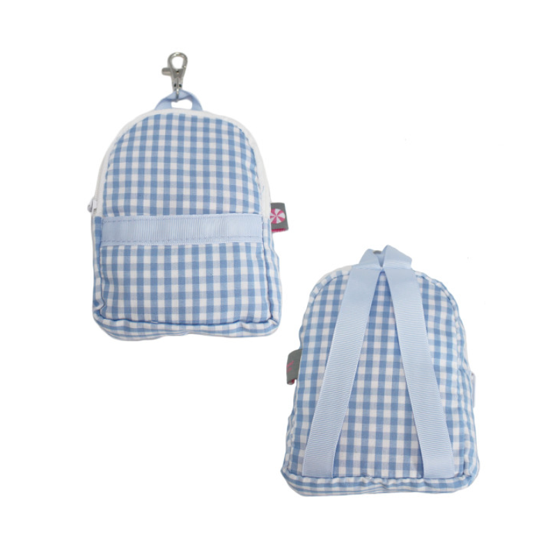 Personalized Gingham Baby Blue Teeny Tiny Mini-Backpack - Give Wink