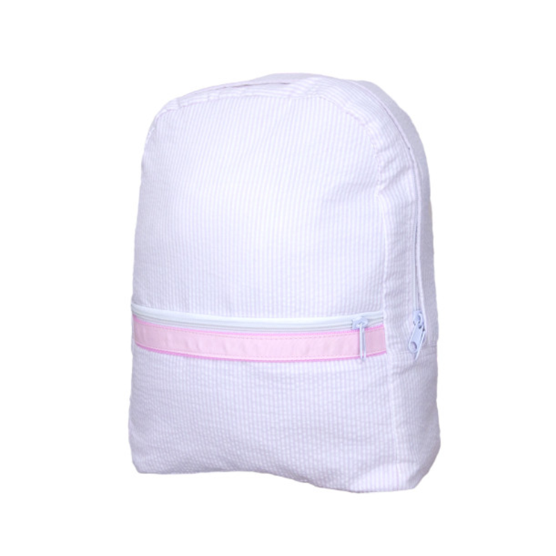 Personalized Seersucker Baby Pink Small Backpack - Give Wink