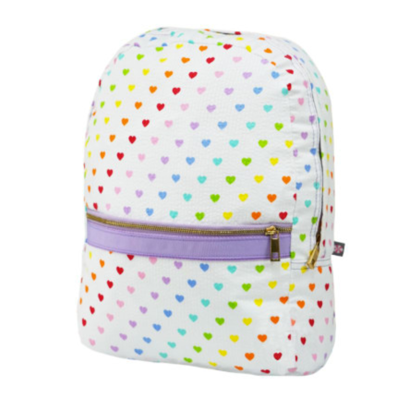 Personalized Seersucker Tiny Hearts Large Backpack - Give Wink