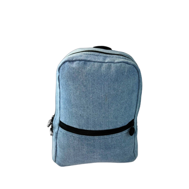 Personalized Denim Small Backpack - Give Wink