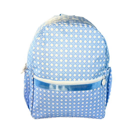 Personalized Glossed Bungalow Blue Large Backpack w/Pockets - Give Wink