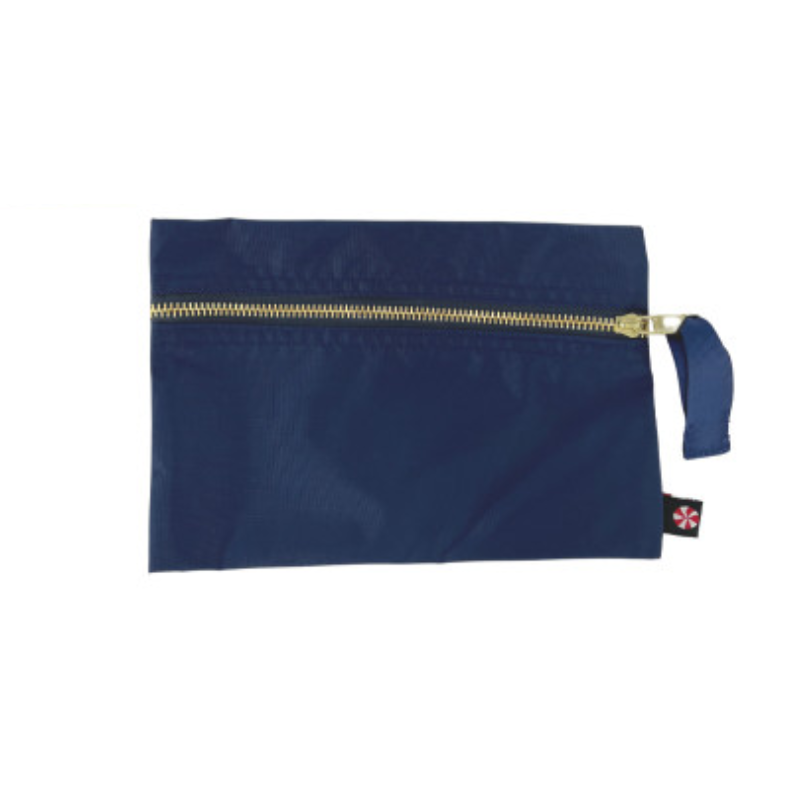 Personalized Nylon Blue Navy Brass Flat Pouch - Give Wink