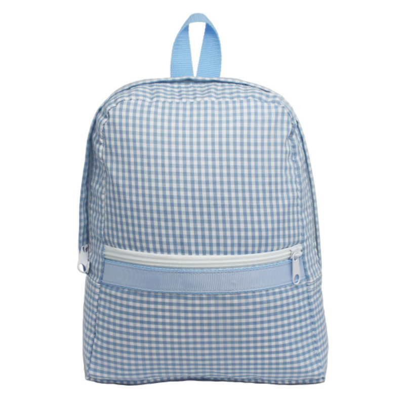 Personalized Gingham Baby Blue Large Backpack - Give Wink