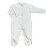 Pima Cotton Milano Baby Footie White/Pink - Give Wink