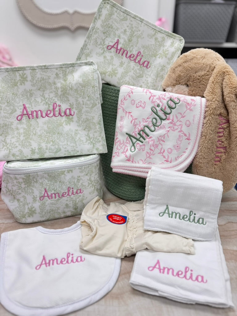 Personalized White Baby Set of 2 Burps - Give Wink