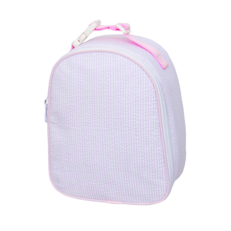Personalized Seersucker Baby Pink Gumdrop Lunch Box - Give Wink