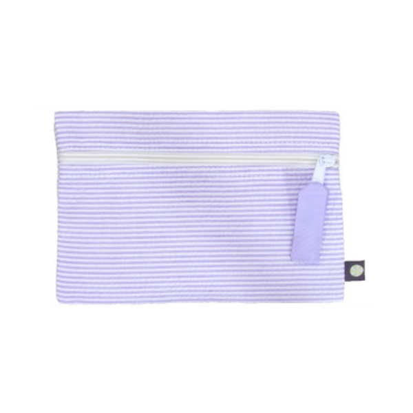 Personalized Seersucker Lilac Flat Pouch - Give Wink