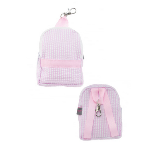 Personalized Seersucker Baby Pink Teeny Tiny Mini-Backpack - Give Wink