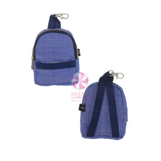 Personalized Chambray Blue Navy Teeny Tiny Mini-Backpack - Give Wink