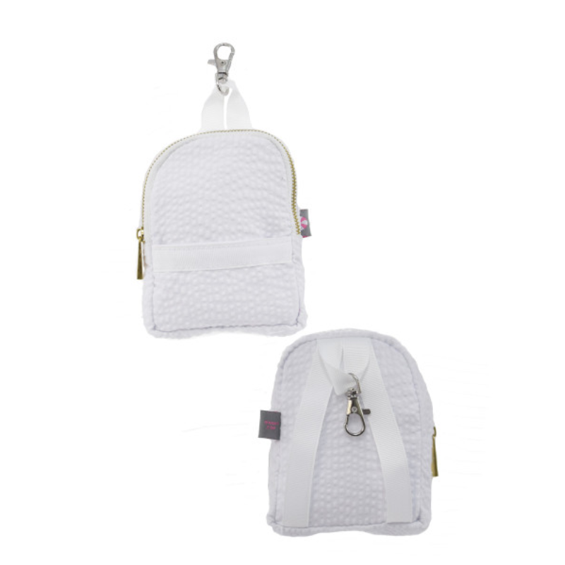 Personalized Seersucker White Teeny Tiny Mini-Backpack - Give Wink